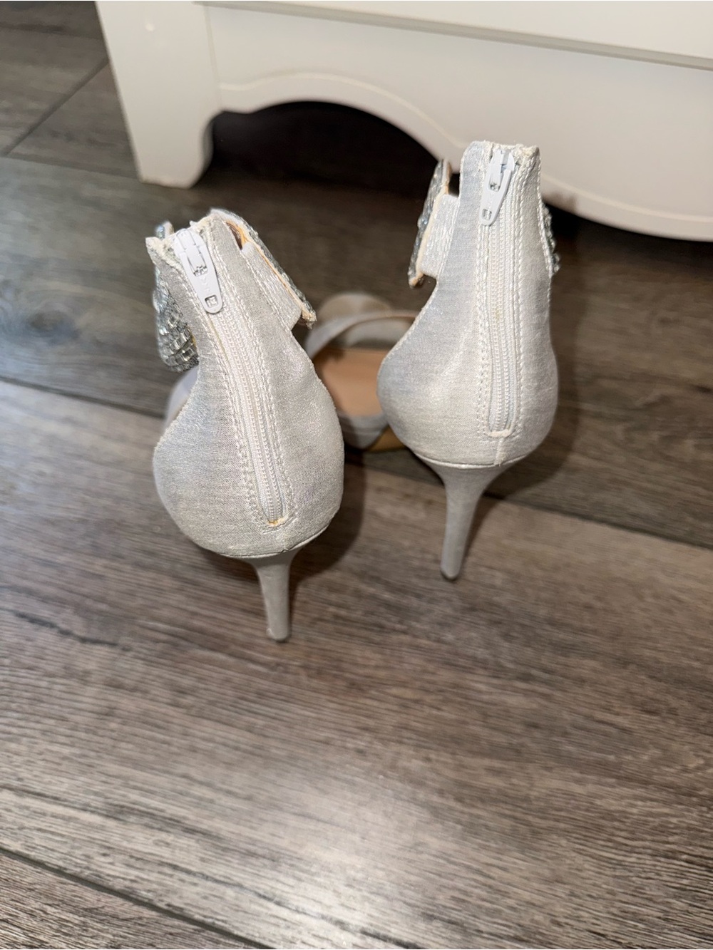 Nina Silver Crystal Ankle-Strap Stiletto Sandals - Picture 3 of 4